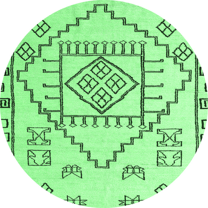 Round Machine Washable Solid Emerald Green Modern Area Rugs, wshabs5071emgrn