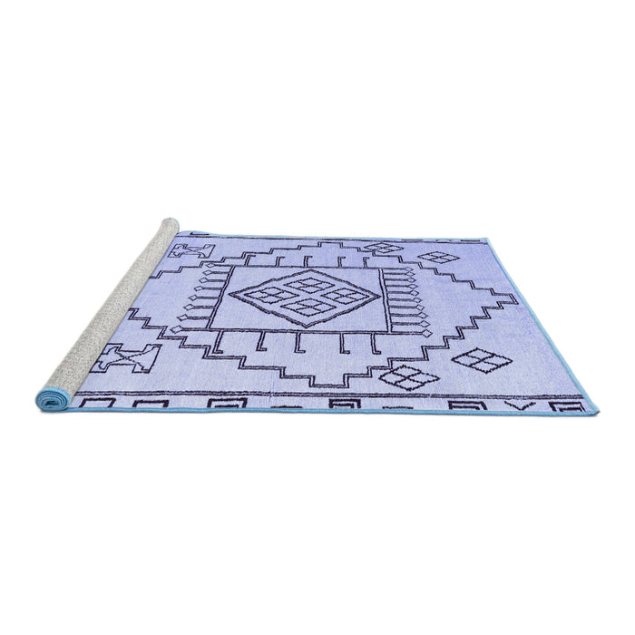 Sideview of Machine Washable Solid Blue Modern Rug, wshabs5071blu