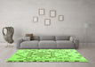 Machine Washable Solid Green Modern Area Rugs in a Living Room,, wshabs5071grn