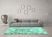 Machine Washable Solid Turquoise Modern Area Rugs in a Living Room,, wshabs5071turq