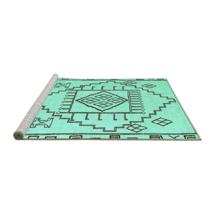 Sideview of Machine Washable Solid Turquoise Modern Area Rugs, wshabs5071turq