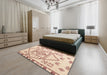 Machine Washable Abstract Tangerine Pink Rug in a Bedroom, wshabs5071