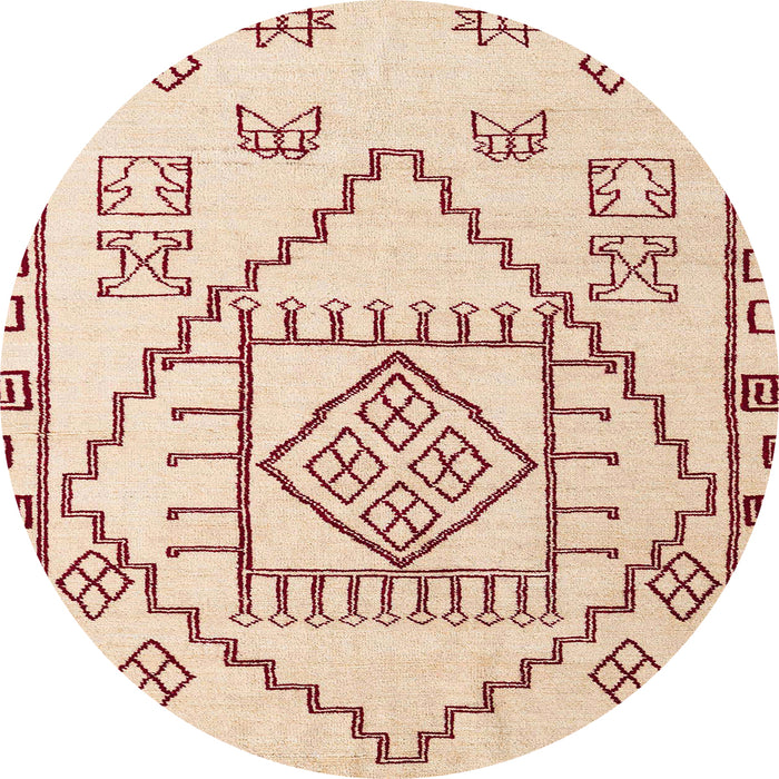 Round Machine Washable Abstract Tangerine Pink Rug, wshabs5071