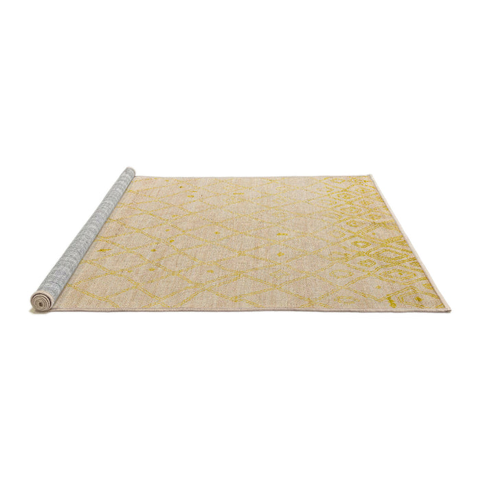 Sideview of Machine Washable Abstract Sun Yellow Rug, wshabs5072