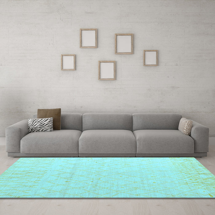 Machine Washable Solid Light Blue Modern Rug in a Living Room, wshabs5072lblu