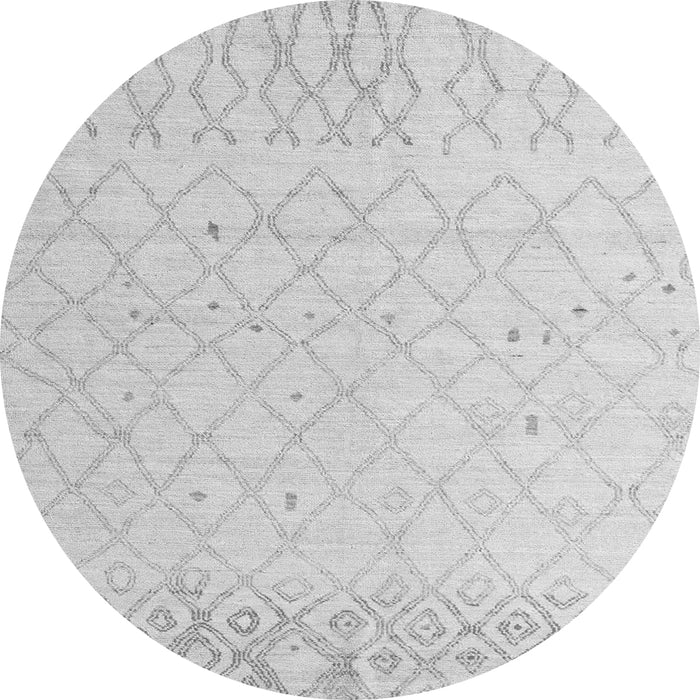 Round Machine Washable Solid Gray Modern Rug, wshabs5072gry