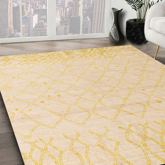 Machine Washable Abstract Sun Yellow Rug in a Family Room, wshabs5072