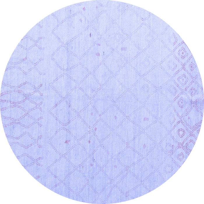 Round Machine Washable Solid Blue Modern Rug, wshabs5072blu