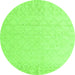 Round Machine Washable Solid Green Modern Area Rugs, wshabs5072grn