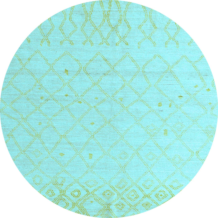 Round Machine Washable Solid Light Blue Modern Rug, wshabs5072lblu