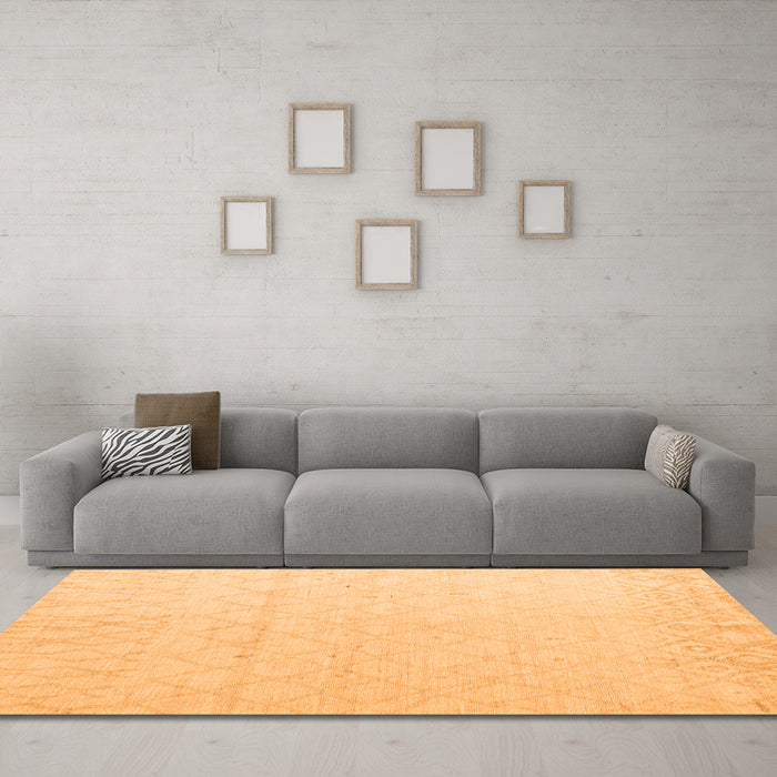 Machine Washable Solid Orange Modern Area Rugs in a Living Room, wshabs5072org