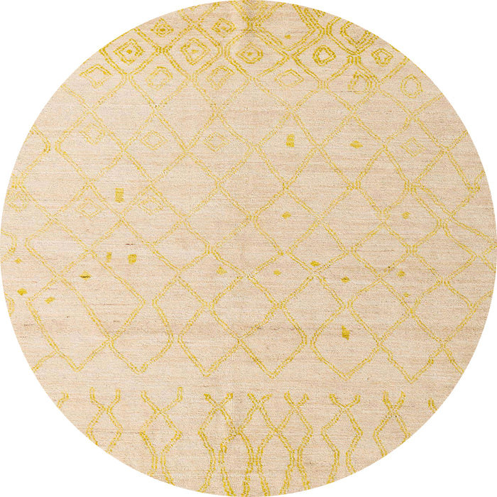Round Machine Washable Abstract Sun Yellow Rug, wshabs5072