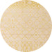 Round Machine Washable Abstract Sun Yellow Rug, wshabs5072