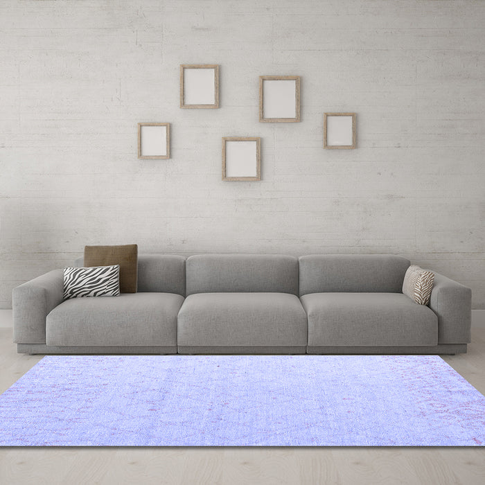 Machine Washable Solid Blue Modern Rug in a Living Room, wshabs5072blu