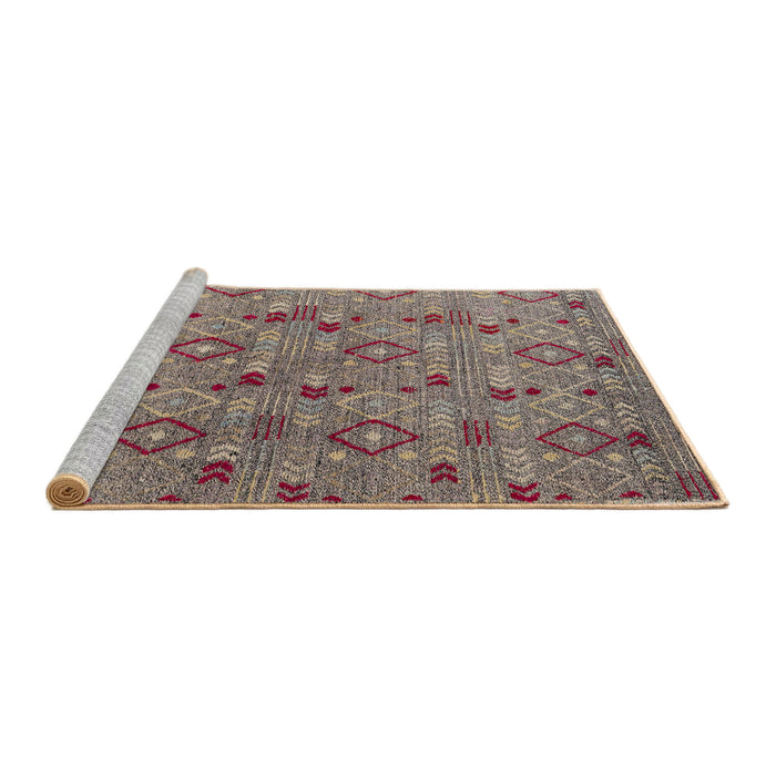 Sideview of Machine Washable Abstract Tan Brown Rug, wshabs5073