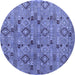 Round Machine Washable Abstract Blue Modern Rug, wshabs5073blu