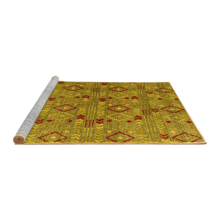 Sideview of Machine Washable Abstract Yellow Modern Rug, wshabs5073yw