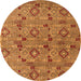 Round Machine Washable Abstract Orange Modern Area Rugs, wshabs5073org