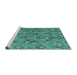 Sideview of Machine Washable Abstract Turquoise Modern Area Rugs, wshabs5073turq