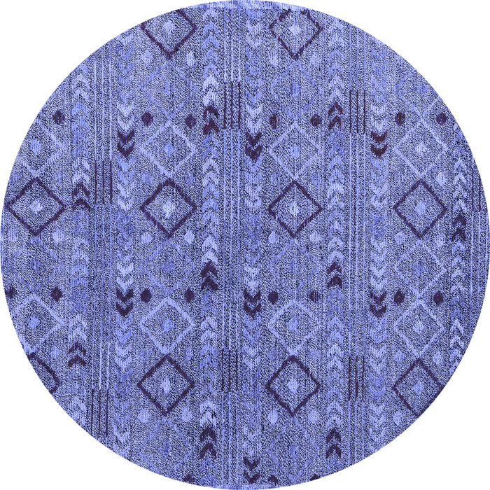 Round Abstract Blue Modern Rug, abs5073blu