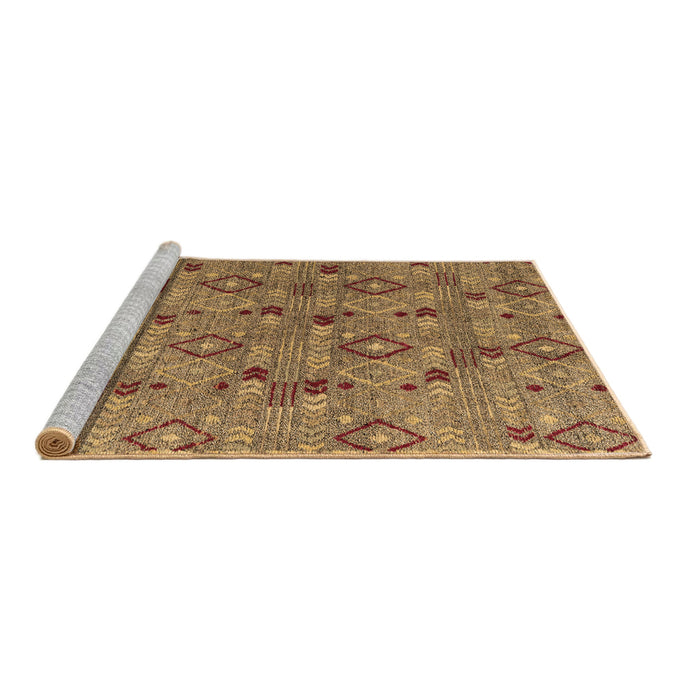 Sideview of Machine Washable Abstract Brown Modern Rug, wshabs5073brn