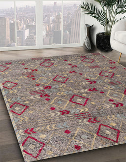 Abstract Tan Brown Modern Rug in Family Room, abs5073
