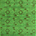 Square Machine Washable Abstract Green Modern Area Rugs, wshabs5073grn