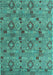 Machine Washable Abstract Turquoise Modern Area Rugs, wshabs5073turq