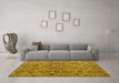 Machine Washable Abstract Yellow Modern Rug in a Living Room, wshabs5073yw