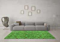 Machine Washable Abstract Green Modern Rug, wshabs5073grn