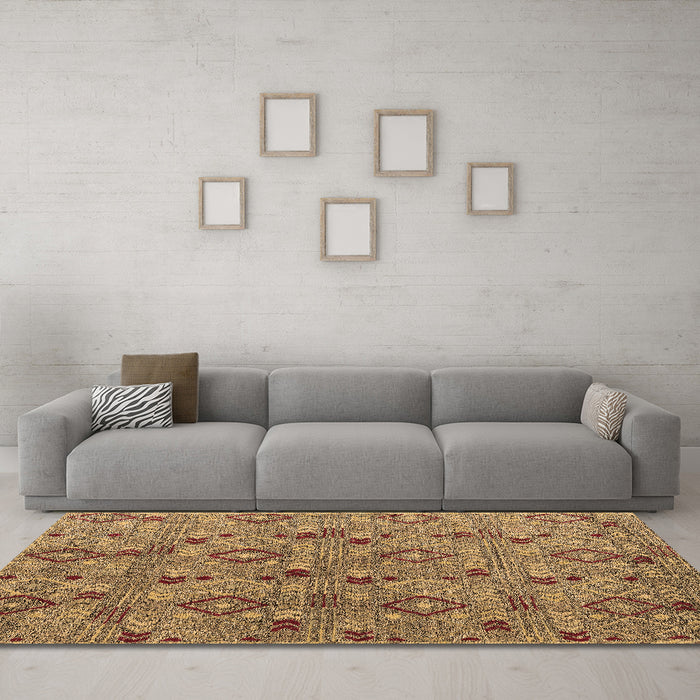 Machine Washable Abstract Brown Modern Rug in a Living Room,, wshabs5073brn