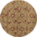 Round Machine Washable Abstract Brown Modern Rug, wshabs5073brn