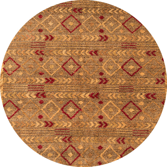 Round Abstract Orange Modern Rug, abs5073org
