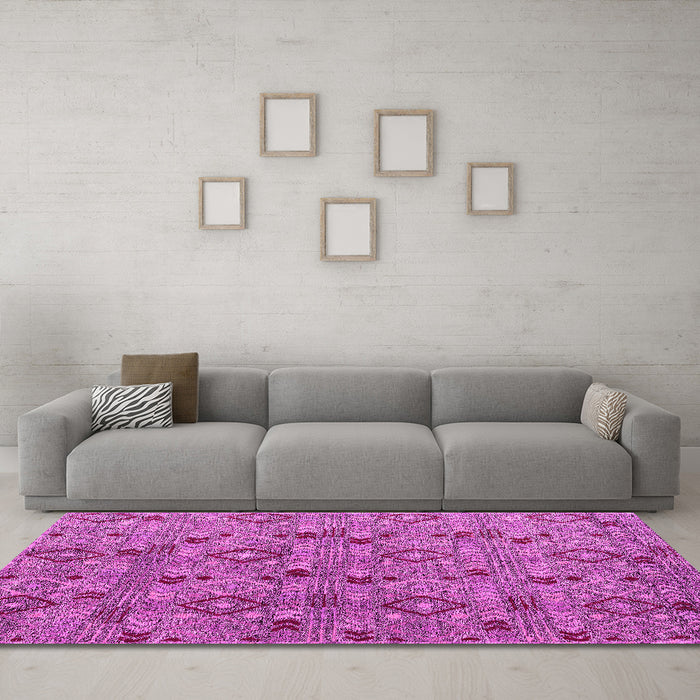 Machine Washable Abstract Pink Modern Rug in a Living Room, wshabs5073pnk