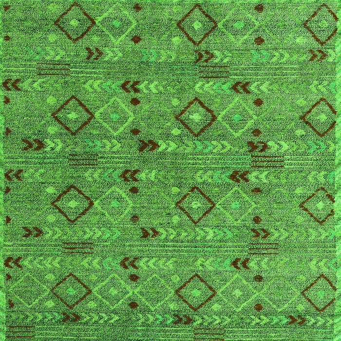Square Abstract Green Modern Rug, abs5073grn