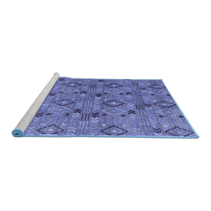 Sideview of Machine Washable Abstract Blue Modern Rug, wshabs5073blu