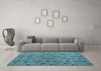 Machine Washable Abstract Light Blue Modern Rug, wshabs5073lblu