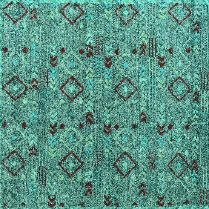 Square Abstract Turquoise Modern Rug, abs5073turq