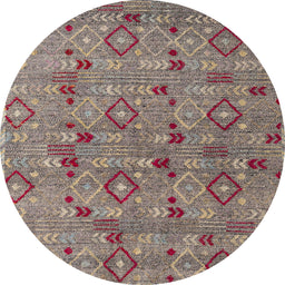 Round Machine Washable Abstract Tan Brown Rug, wshabs5073