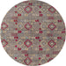 Round Machine Washable Abstract Tan Brown Rug, wshabs5073