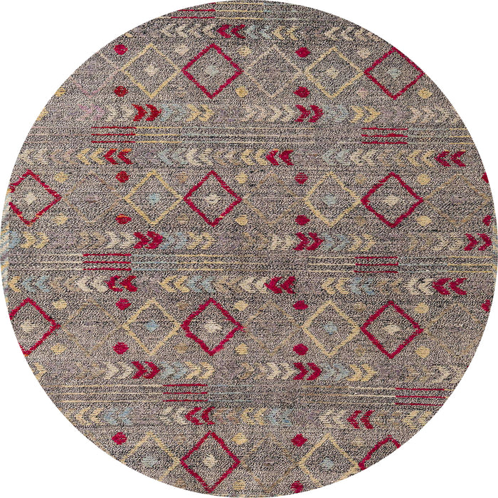 Round Abstract Tan Brown Modern Rug, abs5073
