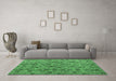 Machine Washable Abstract Emerald Green Modern Area Rugs in a Living Room,, wshabs5073emgrn