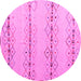 Round Machine Washable Solid Pink Modern Rug, wshabs5074pnk