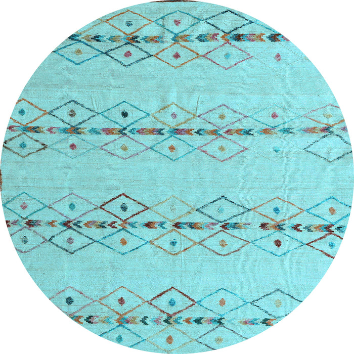 Round Machine Washable Solid Light Blue Modern Rug, wshabs5074lblu