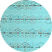 Round Machine Washable Solid Light Blue Modern Rug, wshabs5074lblu