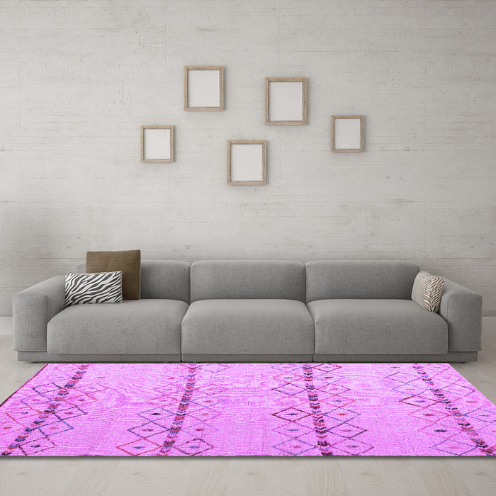 Machine Washable Solid Purple Modern Area Rugs in a Living Room, wshabs5074pur