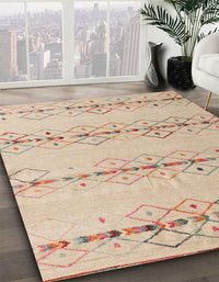 Abstract Light Copper Gold Solid Rug, abs5074