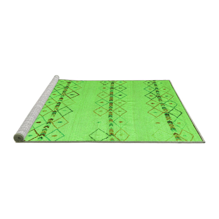 Sideview of Machine Washable Solid Green Modern Area Rugs, wshabs5074grn
