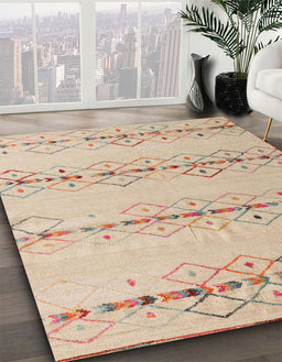 Abstract Light Copper Gold Solid Rug in Family Room, abs5074