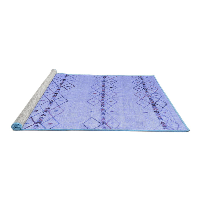 Sideview of Machine Washable Solid Blue Modern Rug, wshabs5074blu